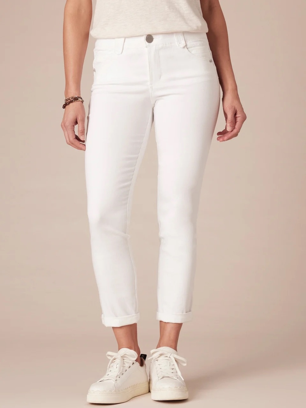Democracy White Ankle Crop Slim Jeans